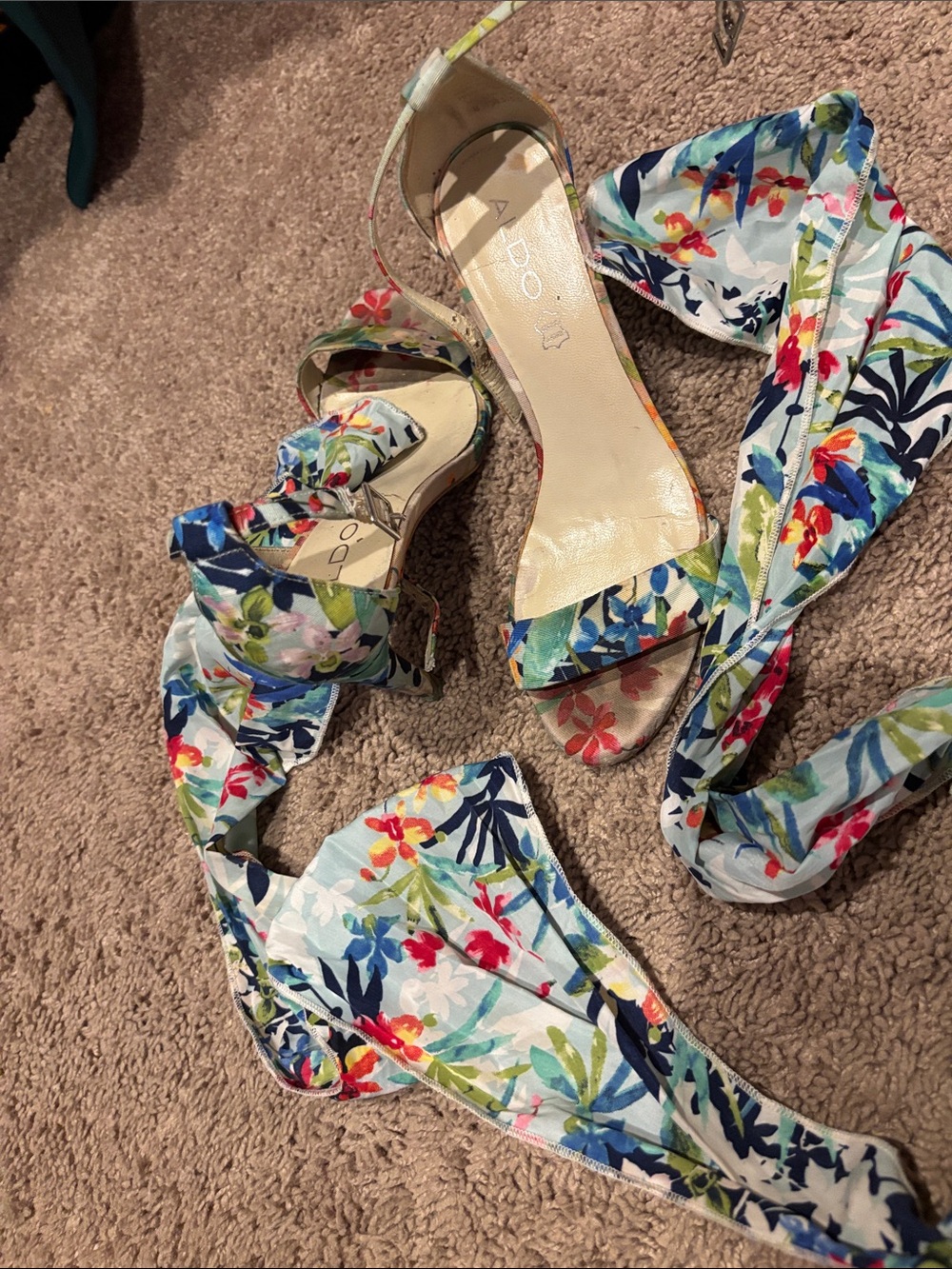 ALDO Floral Wrap-Heel Sandals helped and headscarf